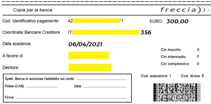 bollettino freccia precompilato