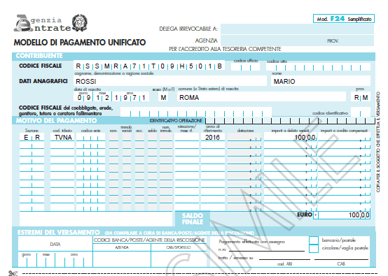 Modello F24 Nuovo Abbonamento Rai