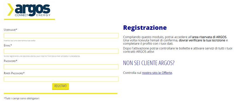 Registrazione Argos Energia