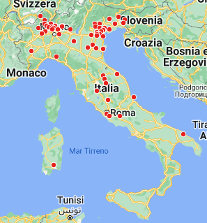 In rosso sono segnalati tutti gli sportelli Eon in Italia tutti gli sportelli eon in Italia