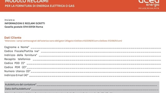 Modulo Reclami Acea Energia